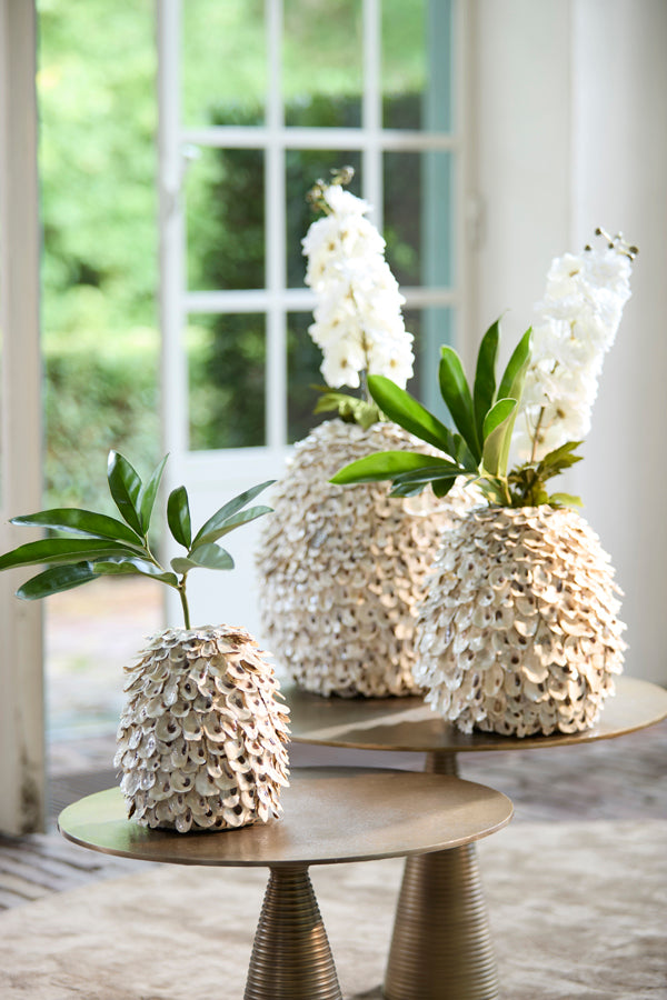 Light & Living Accessories Vase deco 20x21 cm UBATE bamboo+shell cream+brown House of Isabella UK