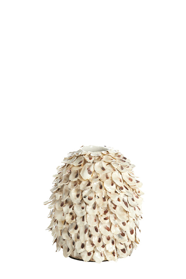 Light & Living Accessories Vase deco 20x21 cm UBATE bamboo+shell cream+brown House of Isabella UK