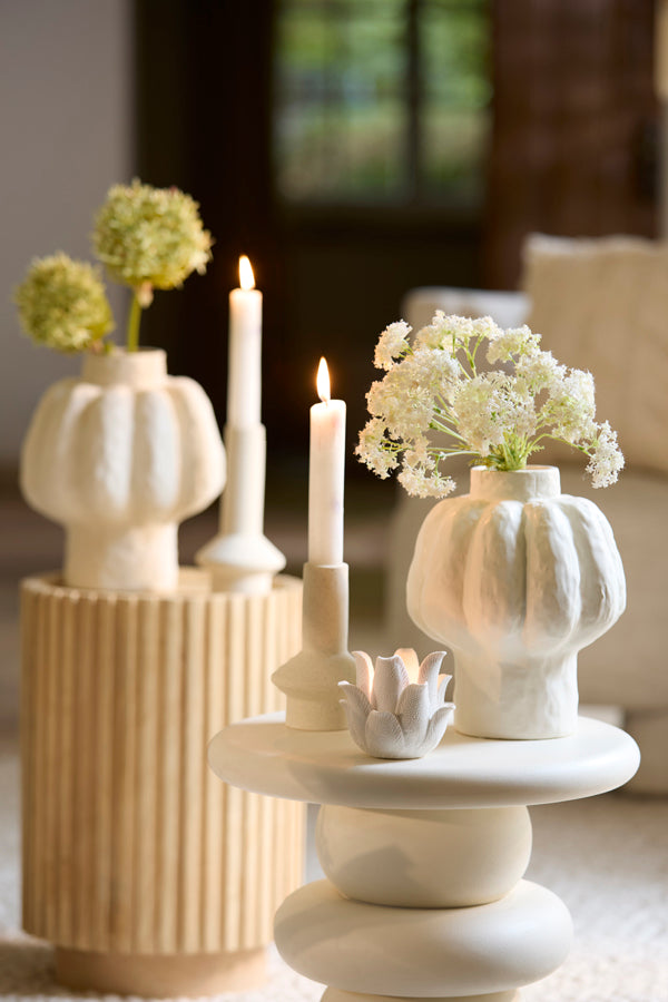 Light & Living Accessories Vase deco 21,5x25 cm ALIVERI ceramics matt white House of Isabella UK