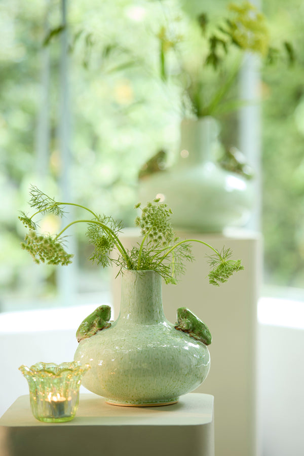 Light & Living Accessories Vase deco 21x20,5 cm FROG ceramics mint green+green House of Isabella UK