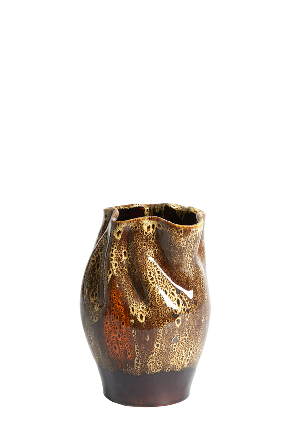Light & Living Accessories Vase deco 22,5x30 cm ALTHEA ceramics d brown+cream+orange House of Isabella UK