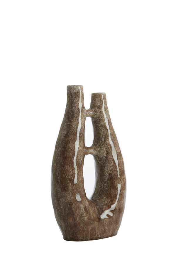 Light & Living Accessories Vase deco 22x11x41 cm KATHA ceramics shiny brown House of Isabella UK