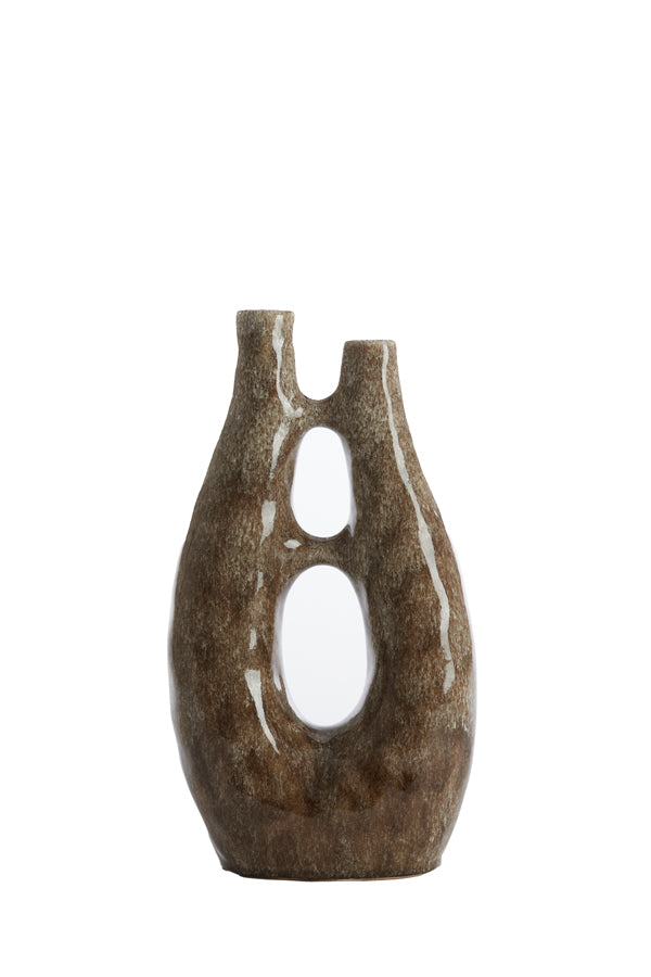 Light & Living Accessories Vase deco 22x11x41 cm KATHA ceramics shiny brown House of Isabella UK
