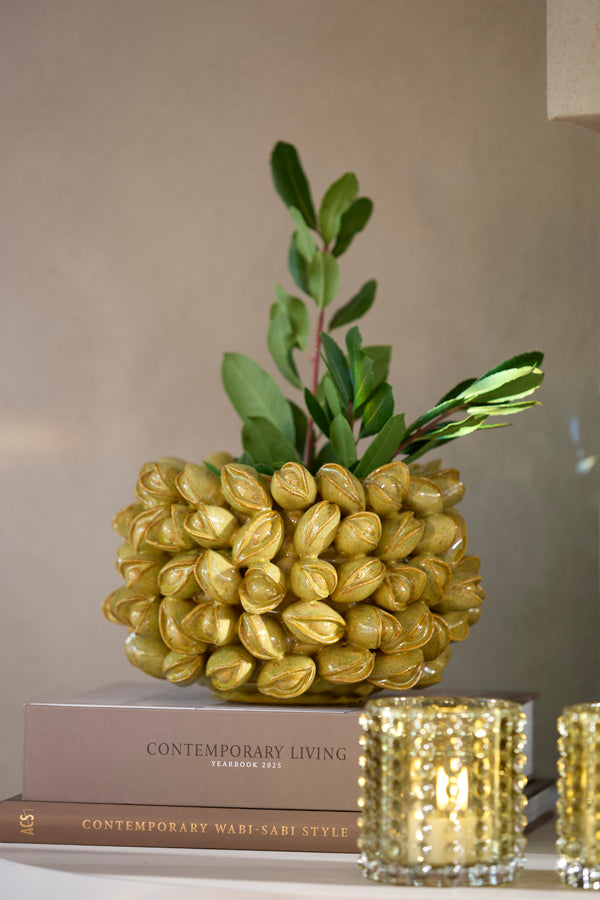 Light & Living Accessories Vase deco 23,5x15 cm ANABELA ceramics olive green-brown House of Isabella UK