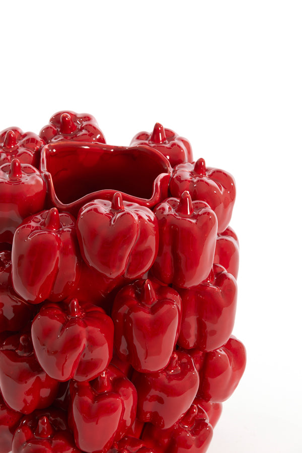 Light & Living Accessories Vase deco 23,5x23x32,5 cm BELLPEPPER ceramics shiny red House of Isabella UK