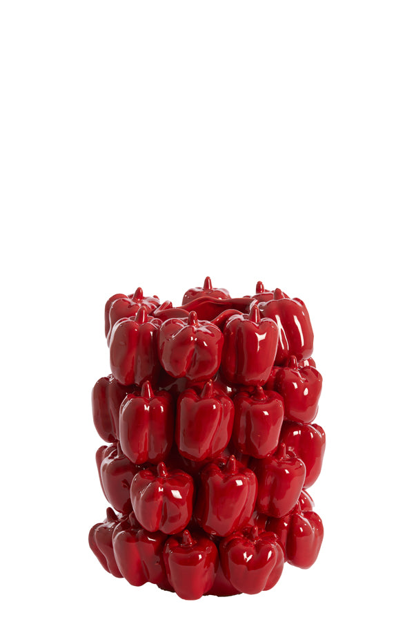 Light & Living Accessories Vase deco 23,5x23x32,5 cm BELLPEPPER ceramics shiny red House of Isabella UK