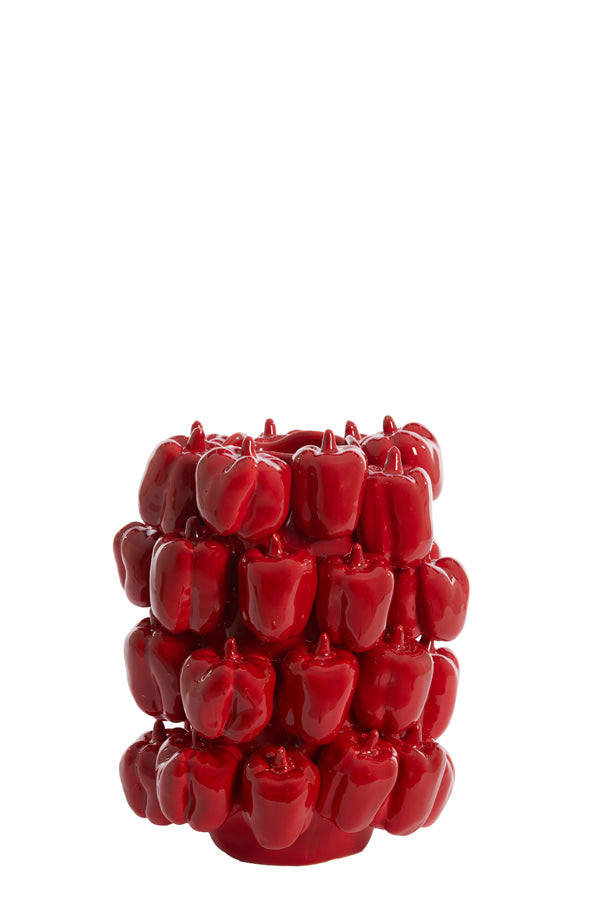 Light & Living Accessories Vase deco 23,5x23x32,5 cm BELLPEPPER ceramics shiny red House of Isabella UK