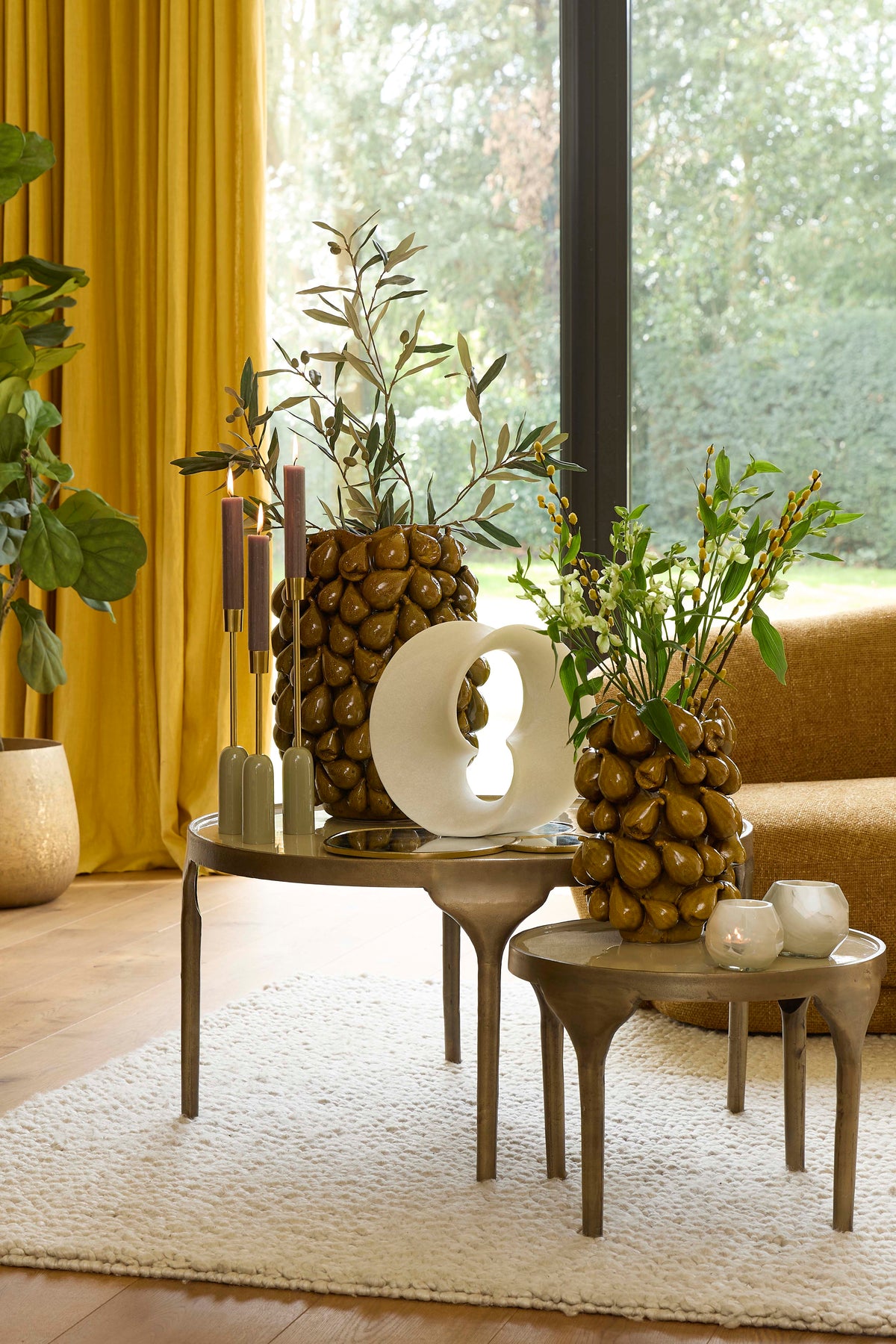 Light & Living Accessories Vase deco 23,5x23x32,5 cm NATALIA ceramics yellow-brown House of Isabella UK