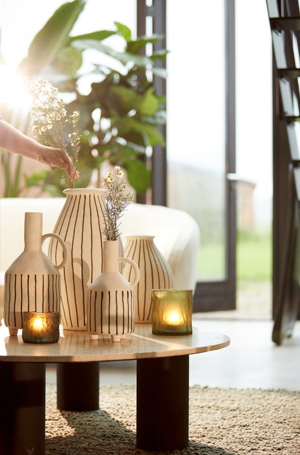 Light & Living Accessories Vase deco 23,5x43 cm DIPHU ceramics cream-black House of Isabella UK