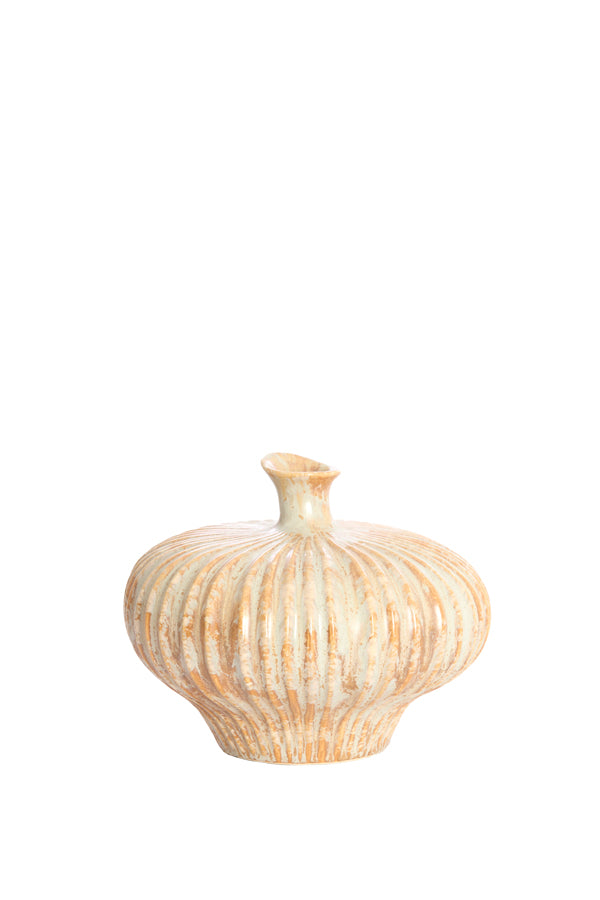 Light & Living Accessories Vase deco 23x22,5x18 cm NEVANO cream+orange-brown House of Isabella UK