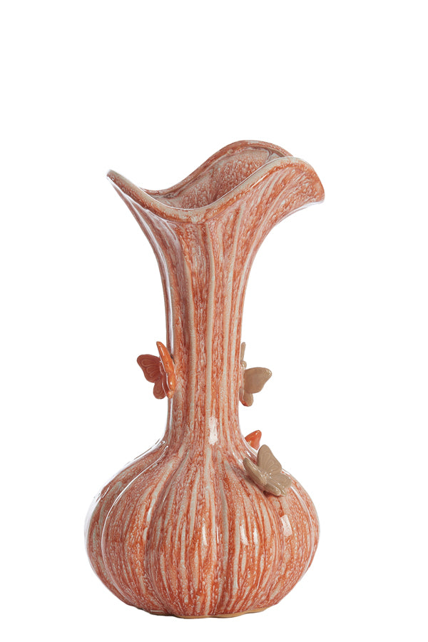Light & Living Accessories Vase deco 23x44 cm BUTTERFLY ceramics orange+taupe House of Isabella UK