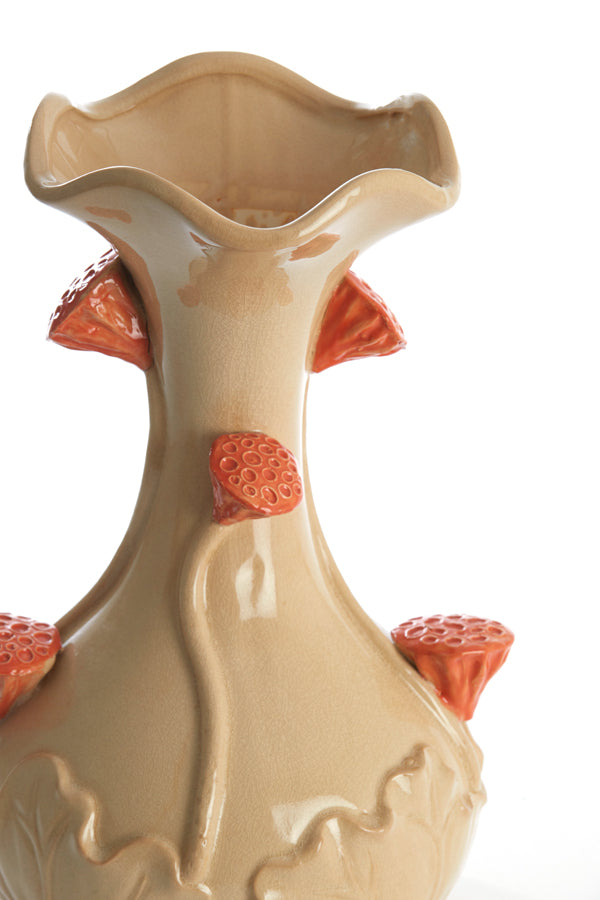 Light & Living Accessories Vase deco 24x40 cm ODALI ceramics cream+orange House of Isabella UK