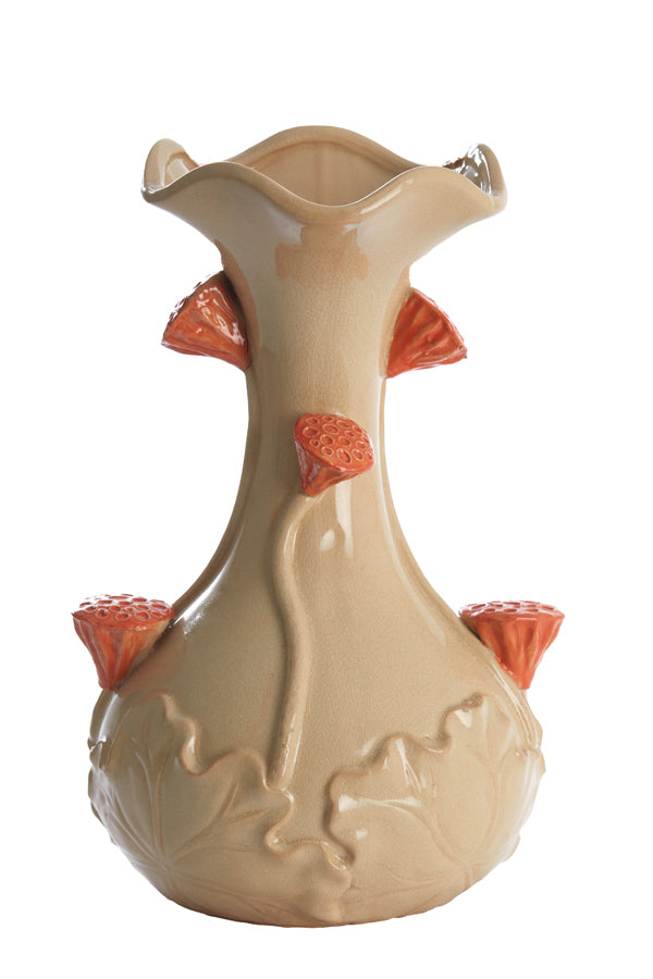 Light & Living Accessories Vase deco 24x40 cm ODALI ceramics cream+orange House of Isabella UK