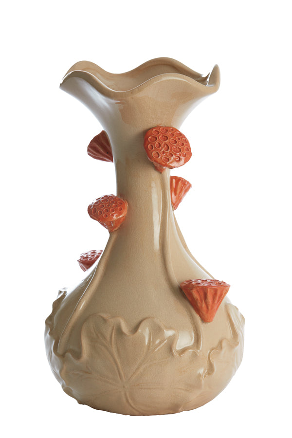Light & Living Accessories Vase deco 24x40 cm ODALI ceramics cream+orange House of Isabella UK