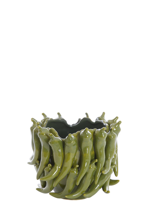 Light & Living Accessories Vase deco 25,5x24,5x20,5 cm PEPPER ceramics dark green House of Isabella UK