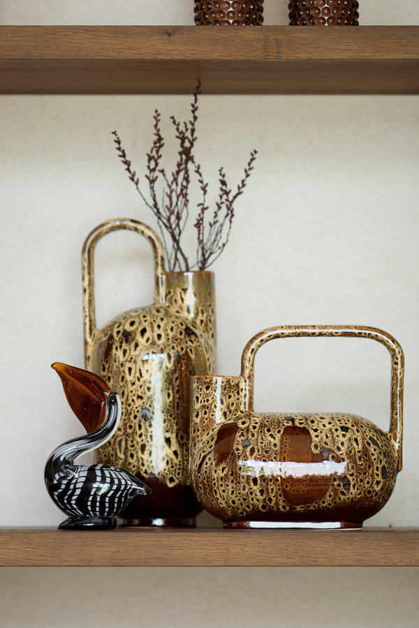 Light & Living Accessories Vase deco 25x14x24 cm SERRES ceramics d brown+cream+orange House of Isabella UK