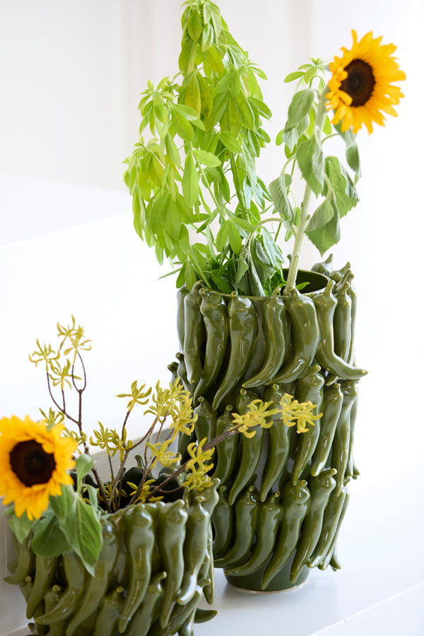 Light & Living Accessories Vase deco 26,5x25x39 cm PEPPER ceramics dark green House of Isabella UK