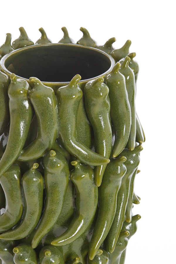 Light & Living Accessories Vase deco 26,5x25x39 cm PEPPER ceramics dark green House of Isabella UK