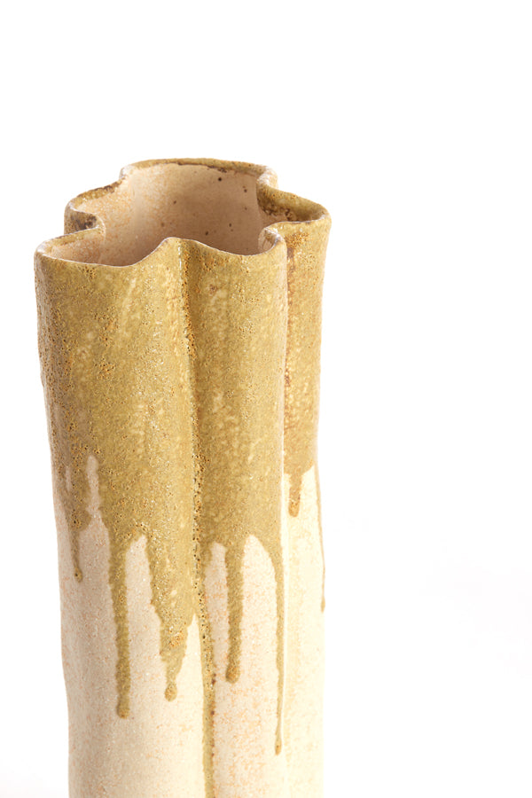 Light & Living Accessories Vase deco 26x14x40 cm FLOVILLA ceramics cream+olive green House of Isabella UK