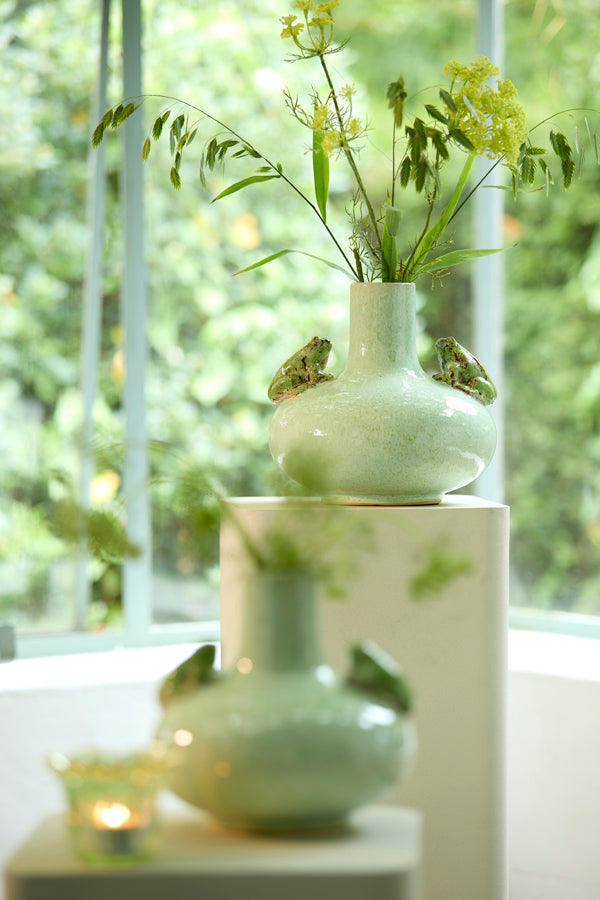 Light & Living Accessories Vase deco 26x25 cm FROG ceramics mint green+green House of Isabella UK