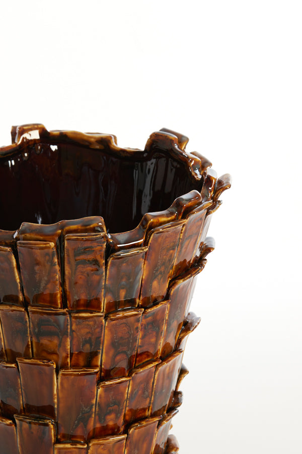 Light & Living Accessories Vase deco 27,5x27x34 cm BANYA ceramics shiny dark brown House of Isabella UK