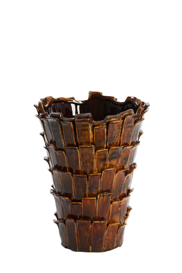 Light & Living Accessories Vase deco 27,5x27x34 cm BANYA ceramics shiny dark brown House of Isabella UK