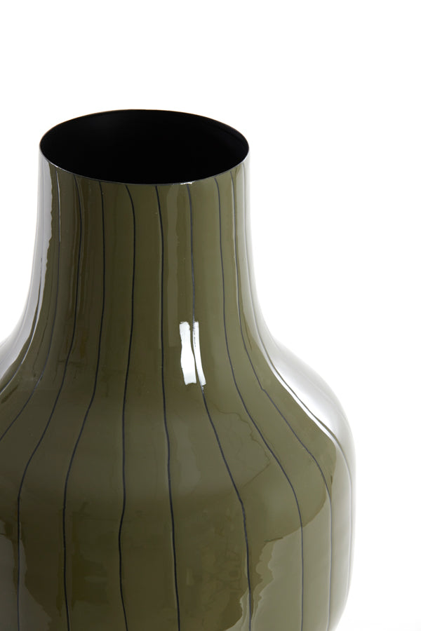 Light & Living Accessories Vase deco 27x49 cm SINDO shiny dark olive green+black House of Isabella UK