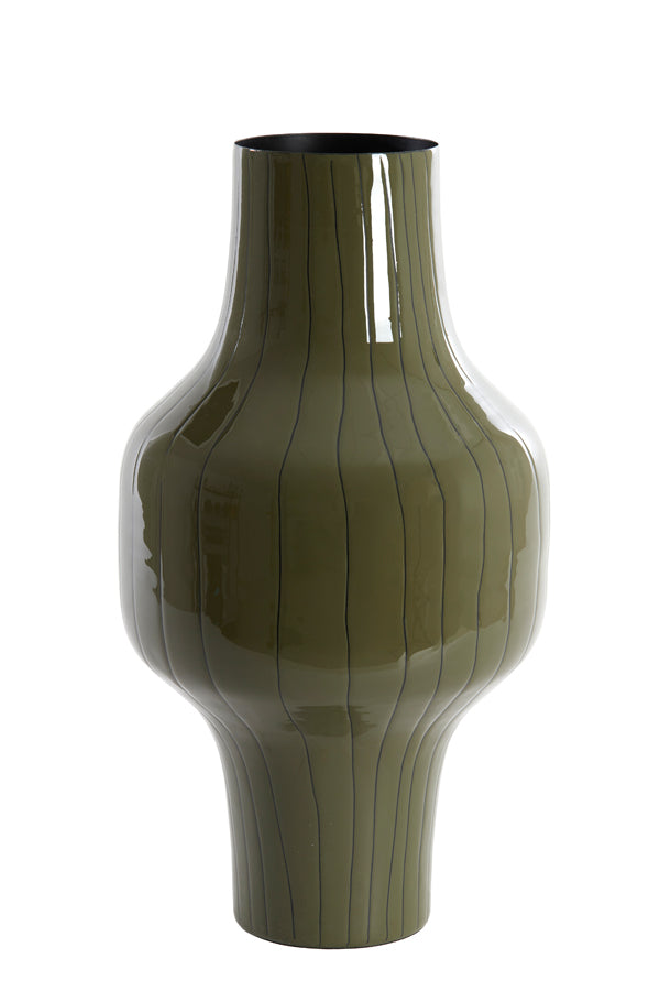 Light & Living Accessories Vase deco 27x49 cm SINDO shiny dark olive green+black House of Isabella UK