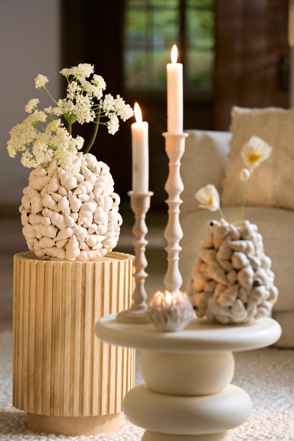 Light & Living Accessories Vase deco 28x30 cm SHELL ceramics textured cream House of Isabella UK