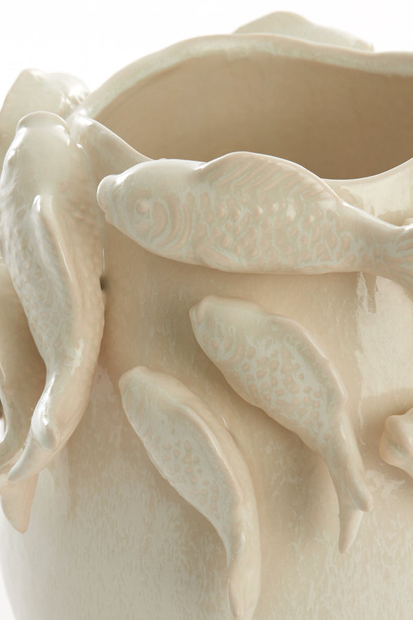 Light & Living Accessories Vase deco 29x28,5x27 cm FISH ceramics cream House of Isabella UK