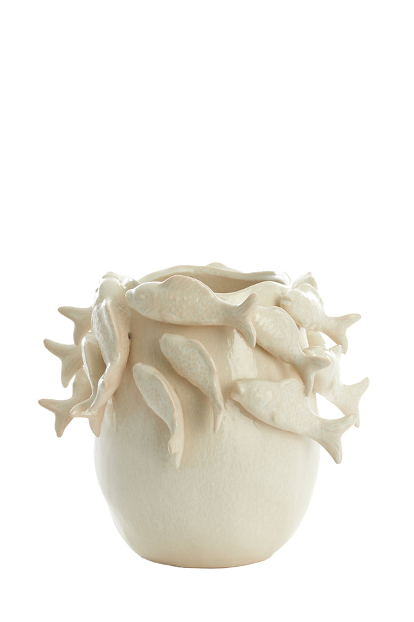 Light & Living Accessories Vase deco 29x28,5x27 cm FISH ceramics cream House of Isabella UK