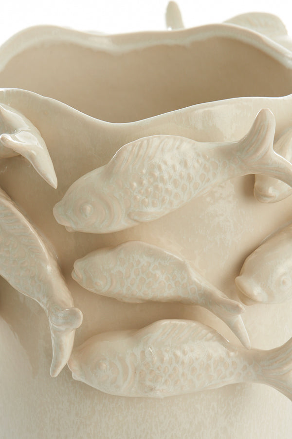 Light & Living Accessories Vase deco 29x28x36,5 cm FISH ceramics cream House of Isabella UK