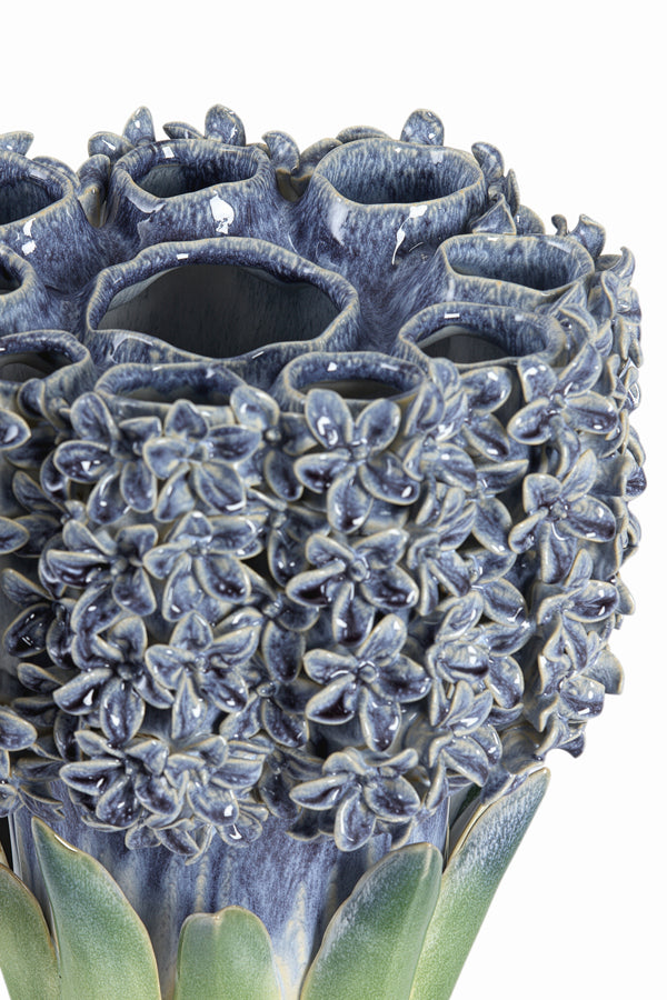 Light & Living Accessories Vase deco 30x29x32,5 cm FLOWER ceramics blue+green House of Isabella UK