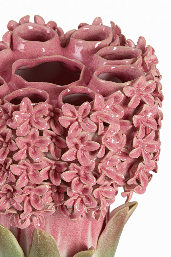Light & Living Accessories Vase deco 30x29x32,5 cm FLOWER ceramics pink+green House of Isabella UK