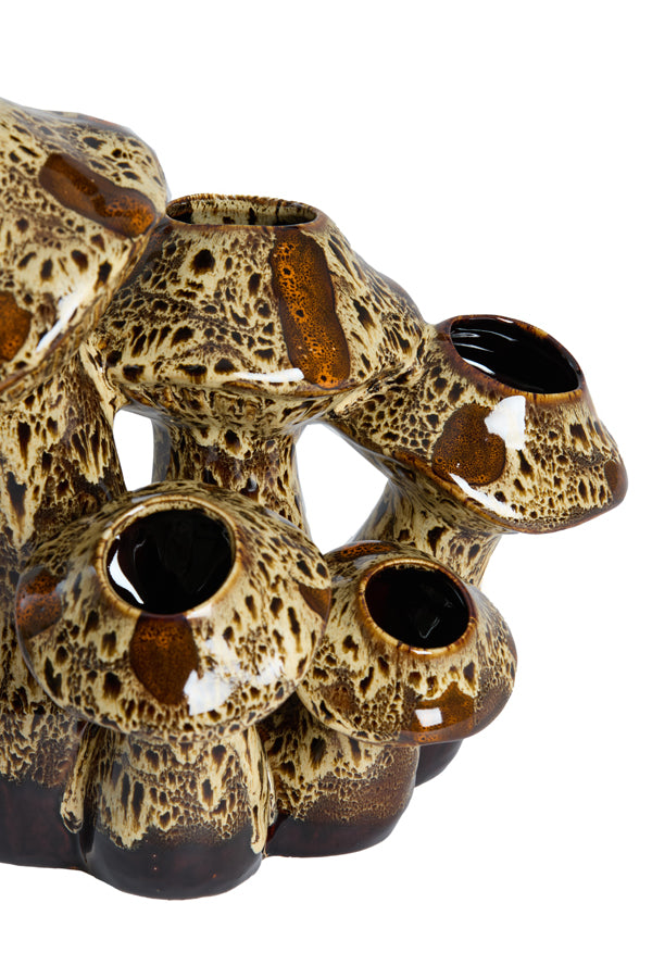 Light & Living Accessories Vase deco 31,5x20,5x27,5 cm MUSHROOM ceramics d brown+cream House of Isabella UK