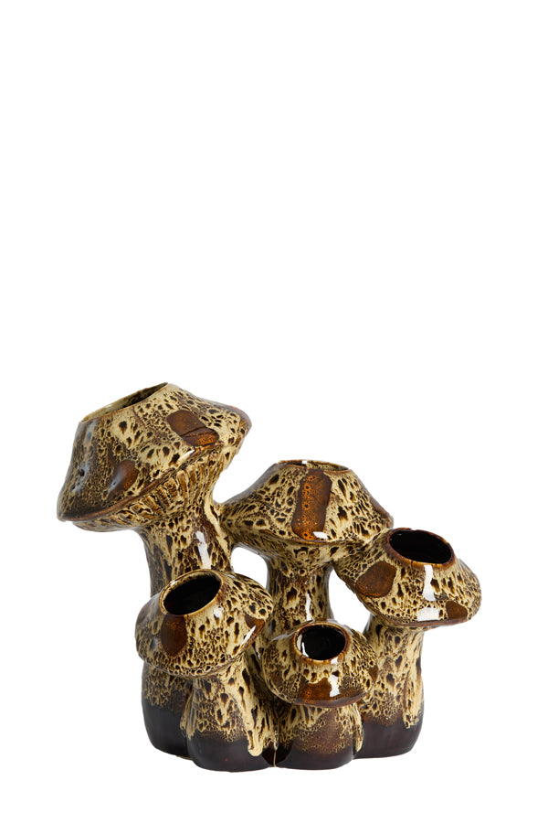 Light & Living Accessories Vase deco 31,5x20,5x27,5 cm MUSHROOM ceramics d brown+cream House of Isabella UK