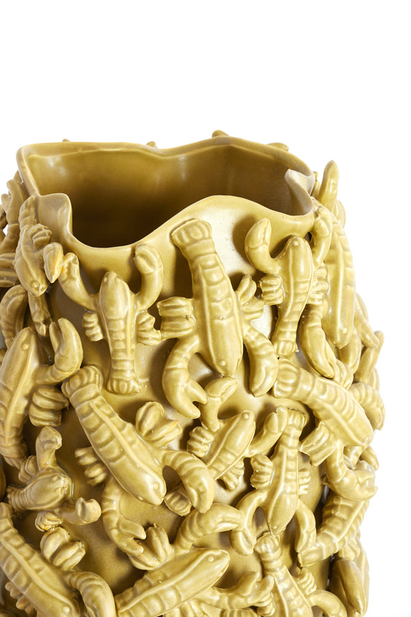 Light & Living Accessories Vase deco 31,5x30,5x45,5 cm LOBSTER ceramics mtt olive green House of Isabella UK