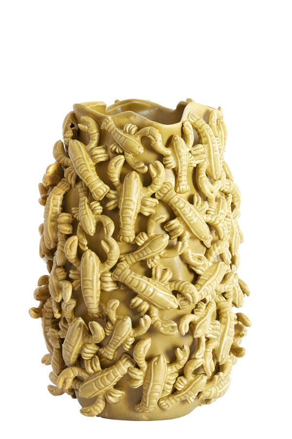 Light & Living Accessories Vase deco 31,5x30,5x45,5 cm LOBSTER ceramics mtt olive green House of Isabella UK