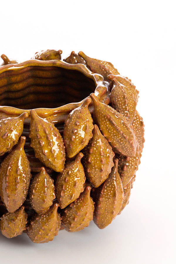 Light & Living Accessories Vase deco 31x30,5x21,5 cm PALATIK ceramics cognac brown House of Isabella UK