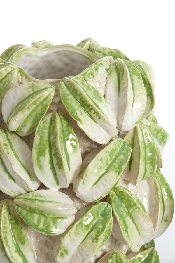 Light & Living Accessories Vase deco 32x31,5x36,5 cm CARAMBOLA ceramics cream+green House of Isabella UK