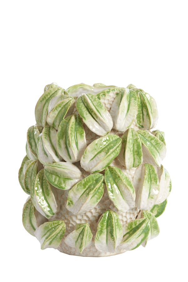 Light & Living Accessories Vase deco 32x31,5x36,5 cm CARAMBOLA ceramics cream+green House of Isabella UK