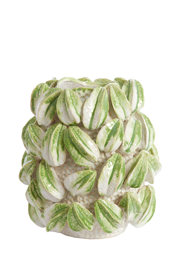 Light & Living Accessories Vase deco 32x31,5x36,5 cm CARAMBOLA ceramics cream+green House of Isabella UK