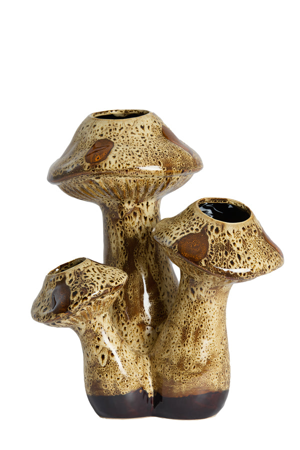Light & Living Accessories Vase deco 33,5x28,35x40,5 cm MUSHROOM ceramics d brown+cream House of Isabella UK