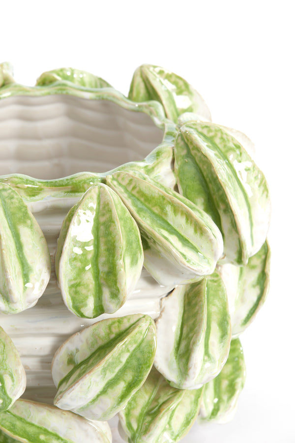 Light & Living Accessories Vase deco 33,5x33x23 cm CARAMBOLA ceramics cream+green House of Isabella UK