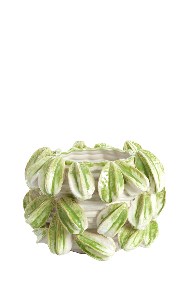 Light & Living Accessories Vase deco 33,5x33x23 cm CARAMBOLA ceramics cream+green House of Isabella UK