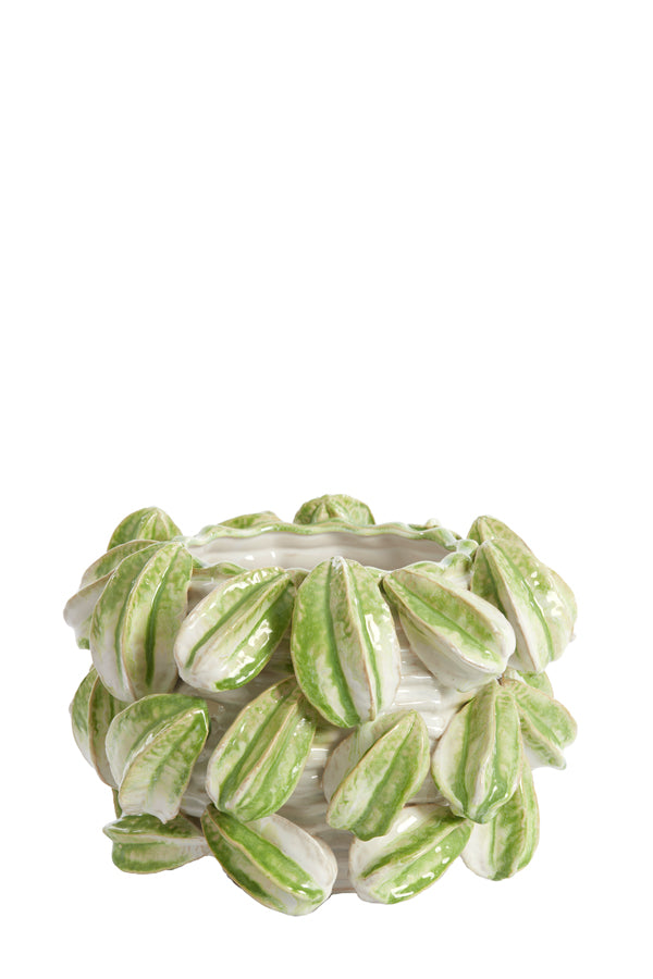 Light & Living Accessories Vase deco 33,5x33x23 cm CARAMBOLA ceramics cream+green House of Isabella UK