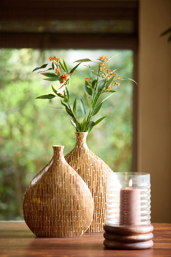 Light & Living Accessories Vase deco 33x13x38 cm LORCA bamboo brown House of Isabella UK