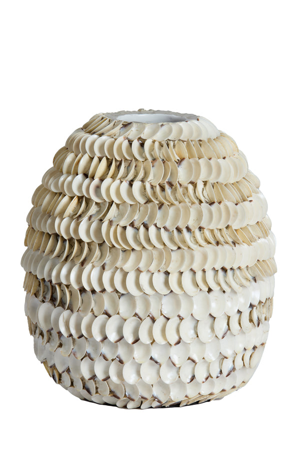 Light & Living Accessories Vase deco 33x35 cm SARRIA bamboo+shell cream House of Isabella UK