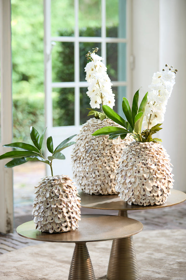 Light & Living Accessories Vase deco 33x35 cm UBATE bamboo+shell cream+brown House of Isabella UK