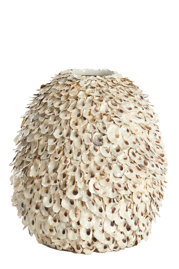 Light & Living Accessories Vase deco 33x35 cm UBATE bamboo+shell cream+brown House of Isabella UK